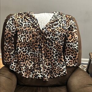 SHEIN Leopard Print V-Neck Blouse
